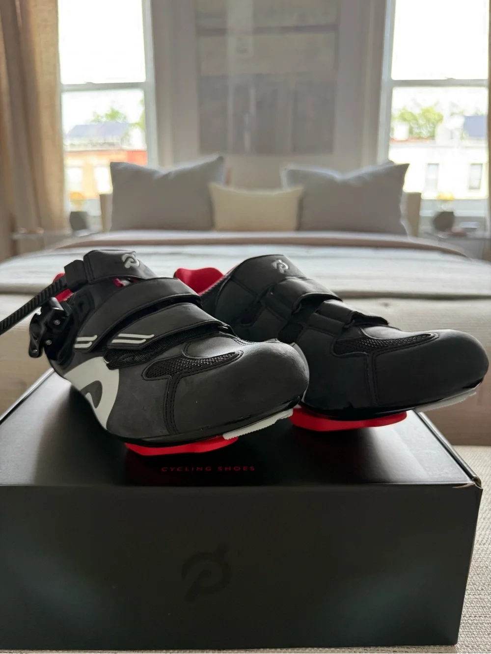 Peloton OriginalCycling Shoes - Black with White and Red Accents NWT